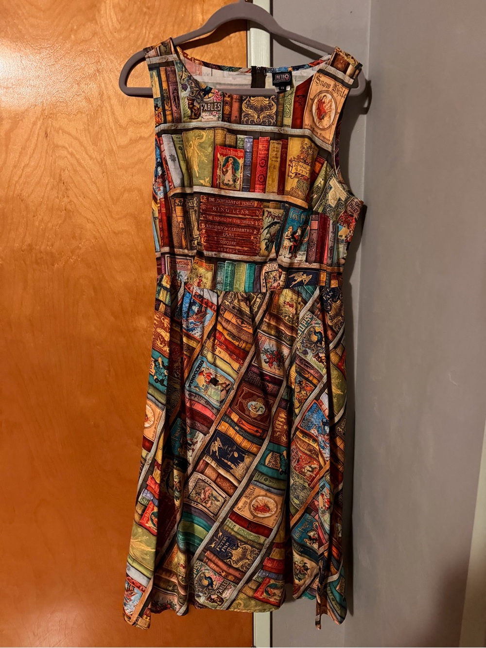 Retrolicious Women's Sleeveless Bookprint A-Line Dress in Multi